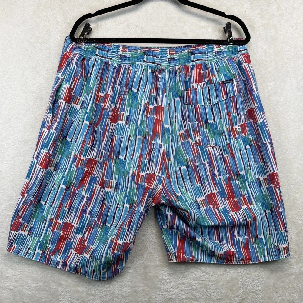 Johnnie-O Swim Trunks Men's XL Multicolor Geometric Lined Elastic Waist Beach